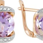 Серьги с аметистом и фианитом 05-560К-А