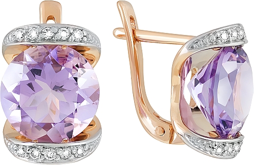 Серьги с аметистом и фианитом 05-560К-А